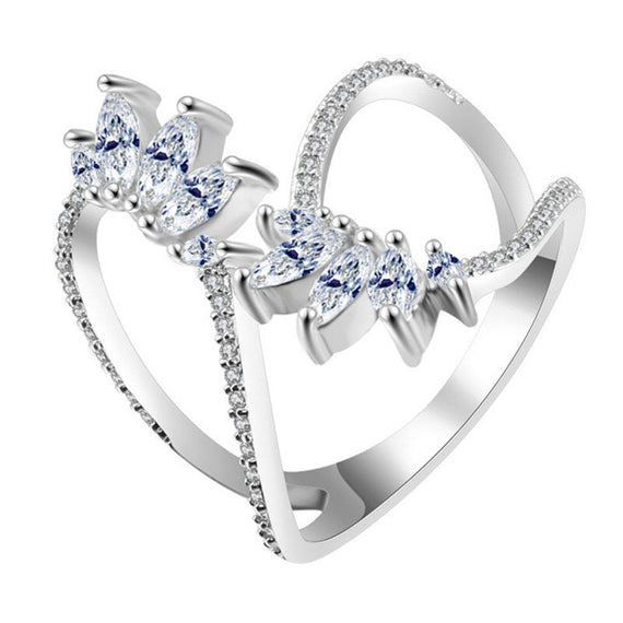 خاتم إصبع مفتوح من Fashion Premium مرصع - أبيض 