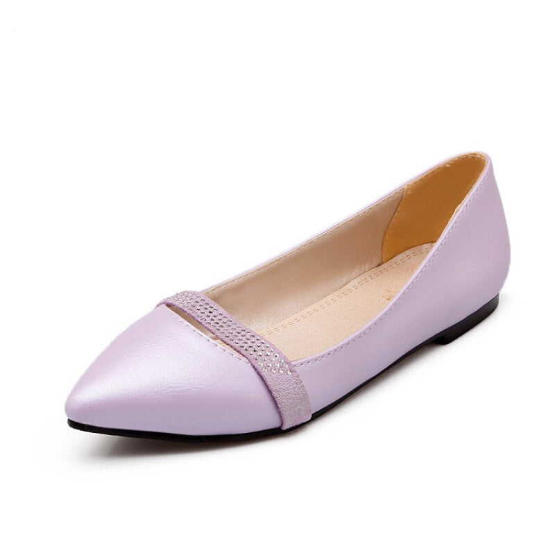 Fashionable Flat Pointed Women Loafers - Purple
