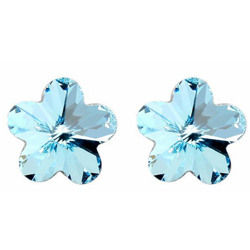 Fashionable Jewelry Flower Stud Earrings - Blue