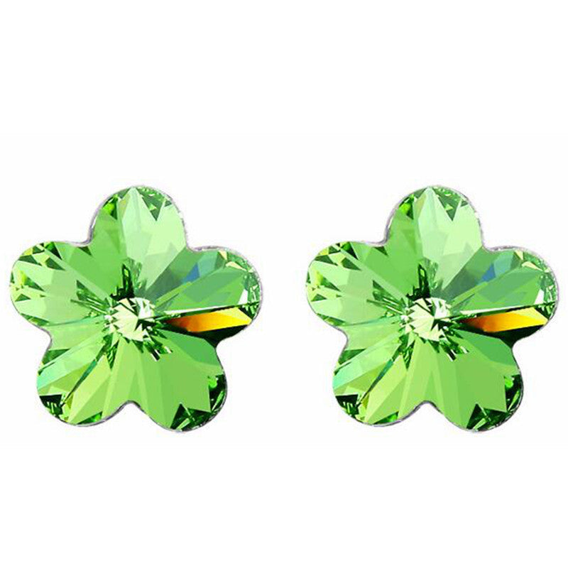 Fashionable Jewelry Flower Stud Earrings - Green