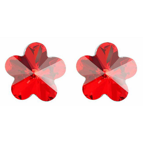 أقراط مجوهرات عصرية على شكل زهرة - أحمر 