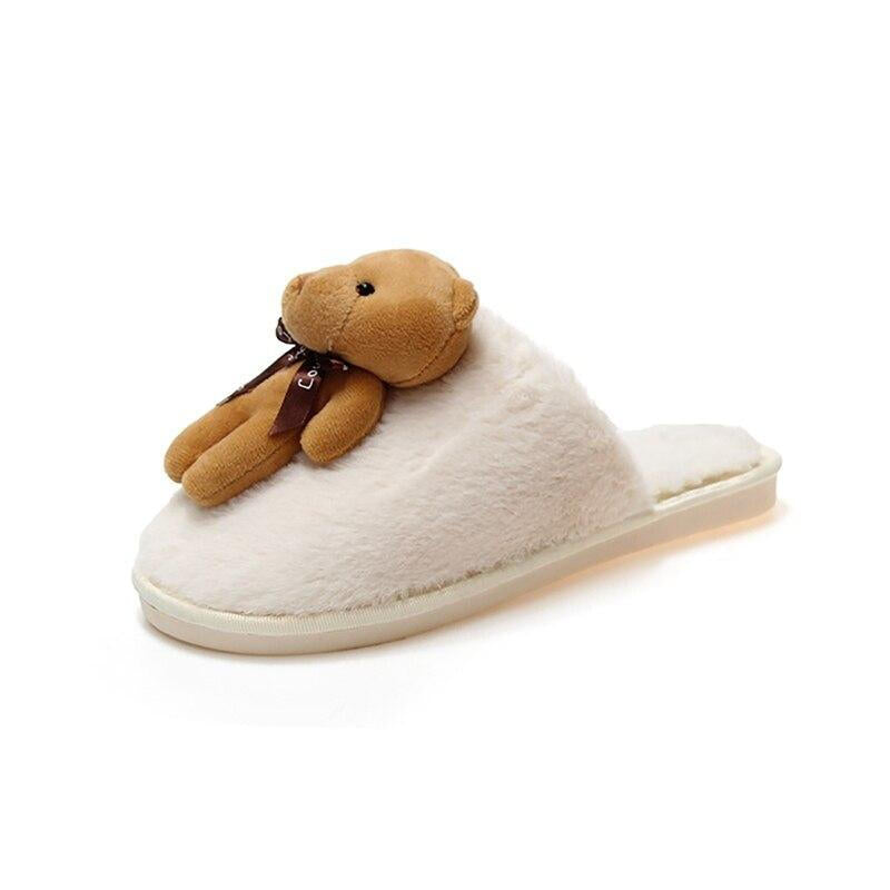 Faux Fur Slippers - White