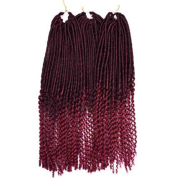 Faux Locs Curly Crochet Synthetic Braids - Burgundy
