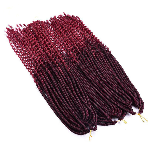 Faux Locs Curly Crochet Synthetic Braids - Burgundy