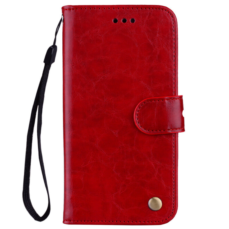 Flip Premium Phone Leather Bag Case - Red