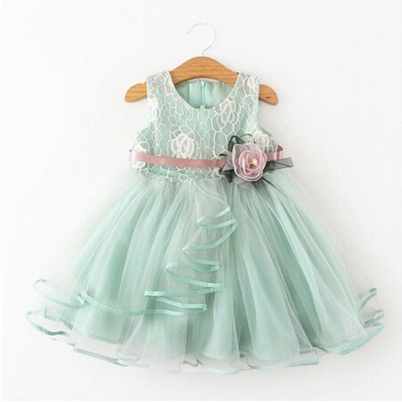 Floral Lace Tutu Princess Dress - Green