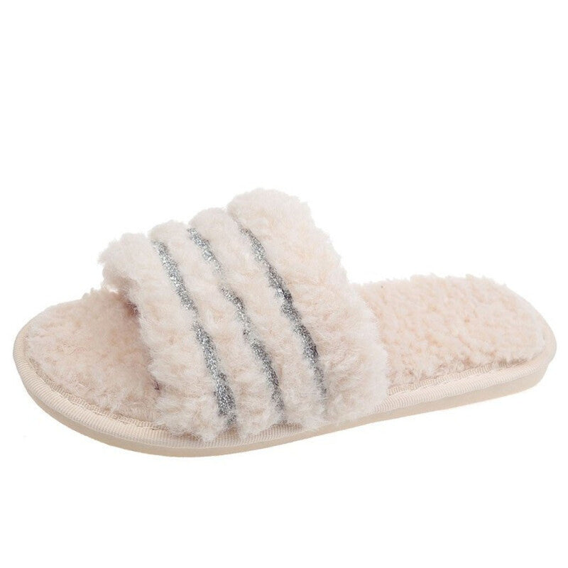 Furry Plush Home Slipper - Beige