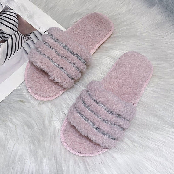 Furry Plush Home Slipper - Pink