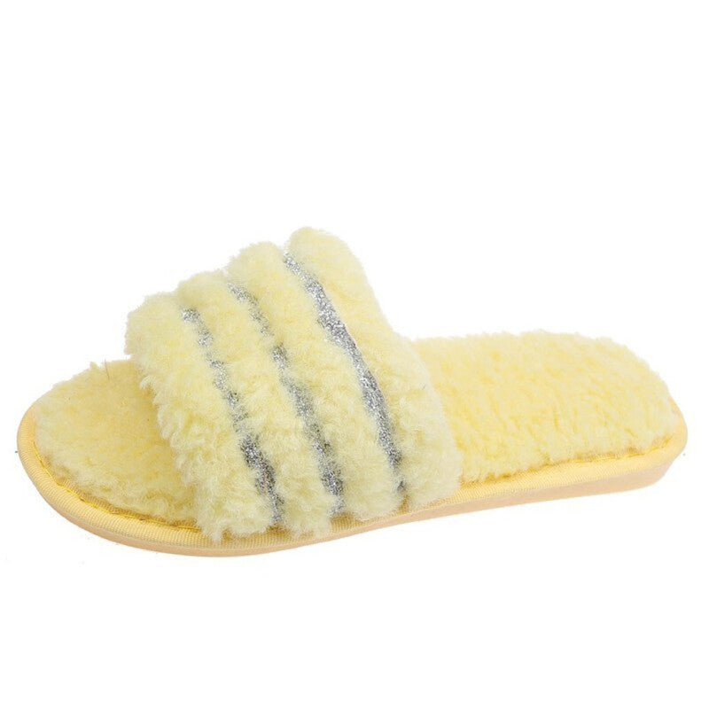 Furry Plush Home Slipper - Yellow
