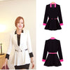 النساء الكوريات الكوري الجديد مطوي السترة العميقة V-Neck Slim Jacket Coat Black