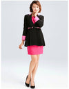 النساء الكوريات الكوري الجديد مطوي السترة العميقة V-Neck Slim Jacket Coat Black