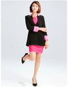 النساء الكوريات الكوري الجديد مطوي السترة العميقة V-Neck Slim Jacket Coat Black