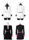 النساء الكوريات الكوري الجديد مطوي السترة العميقة V-Neck Slim Jacket Coat Black