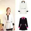 النساء الكوريات الكوري الجديد مطوي السترة العميقة V-Neck Slim Jacket Coat Black