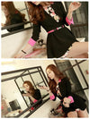 النساء الكوريات الكوري الجديد مطوي السترة العميقة V-Neck Slim Jacket Coat Black