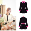 النساء الكوريات الكوري الجديد مطوي السترة العميقة V-Neck Slim Jacket Coat Black