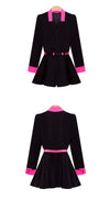 النساء الكوريات الكوري الجديد مطوي السترة العميقة V-Neck Slim Jacket Coat Black