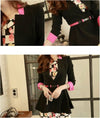 النساء الكوريات الكوري الجديد مطوي السترة العميقة V-Neck Slim Jacket Coat Black