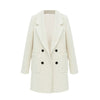 Celebrity Style New Women Coat Notched Collar Double Breasted Medium Long Slim Outerwear Beige