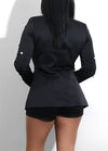 Sexy Women Embellished Pearl Blazer Set Two Piece Outfits Long Sleeve OL Work Wear Short Overalls Tracksuits