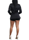 Sexy Women Embellished Pearl Blazer Set Two Piece Outfits Long Sleeve OL Work Wear Short Overalls Tracksuits