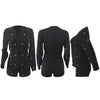 Sexy Women Embellished Pearl Blazer Set Two Piece Outfits Long Sleeve OL Work Wear Short Overalls Tracksuits