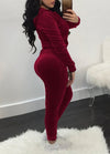 نساء من قطعتين تتبعهم الأكمام الطويلة Zip Hoodie Sweatshirt Pants Sportswear Litness Suits Suits