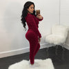 نساء من قطعتين تتبعهم الأكمام الطويلة Zip Hoodie Sweatshirt Pants Sportswear Litness Suits Suits