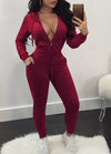 نساء من قطعتين تتبعهم الأكمام الطويلة Zip Hoodie Sweatshirt Pants Sportswear Litness Suits Suits