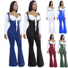 Women Jumpsuit Solid Suspender Strap Sleeveless Open Back Wide Flared Legs Bell Bottom Sexy Overalls