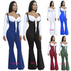 Women Jumpsuit Solid Suspender Strap Sleeveless Open Back Wide Flared Legs Bell Bottom Sexy Overalls