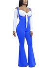 Women Jumpsuit Solid Suspender Strap Sleeveless Open Back Wide Flared Legs Bell Bottom Sexy Overalls