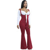 Women Jumpsuit Solid Suspender Strap Sleeveless Open Back Wide Flared Legs Bell Bottom Sexy Overalls