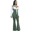Women Jumpsuit Solid Suspender Strap Sleeveless Open Back Wide Flared Legs Bell Bottom Sexy Overalls