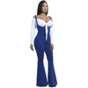 Women Jumpsuit Solid Suspender Strap Sleeveless Open Back Wide Flared Legs Bell Bottom Sexy Overalls