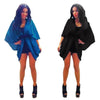 ملابس جديدة للنساء الخارجية المفتوحة الأمامية Batwing 3/4 Sleeves Street Style Long Cardigan Coard Coard Blue/Black