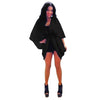 ملابس جديدة للنساء الخارجية المفتوحة الأمامية Batwing 3/4 Sleeves Street Style Long Cardigan Coard Coard Blue/Black