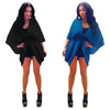 ملابس جديدة للنساء الخارجية المفتوحة الأمامية Batwing 3/4 Sleeves Street Style Long Cardigan Coard Coard Blue/Black