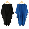 ملابس جديدة للنساء الخارجية المفتوحة الأمامية Batwing 3/4 Sleeves Street Style Long Cardigan Coard Coard Blue/Black