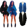 ملابس جديدة للنساء الخارجية المفتوحة الأمامية Batwing 3/4 Sleeves Street Style Long Cardigan Coard Coard Blue/Black