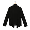 New Fashion Women Coat Solid Irregular Turn Down Collar Long Sleeve Zipper Decoration Cardigan Coat Jacket Loose Outerwear Black