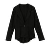 New Fashion Women Blazer Button Front Long Sleeve Irregular Hem Slim Short Jacket Coat Outerwear
