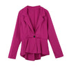 New Fashion Women Blazer Button Front Long Sleeve Irregular Hem Slim Short Jacket Coat Outerwear