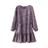 Floral Print Long Sleeve Self-Tie Ruffle Hem Casual Dress