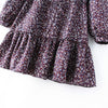Floral Print Long Sleeve Self-Tie Ruffle Hem Casual Dress