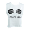 New Fashion Women Tank Top Seashells Print O-Neck Sleeveless Casual Vest T-Shirt White