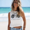 New Fashion Women Tank Top Seashells Print O-Neck Sleeveless Casual Vest T-Shirt White