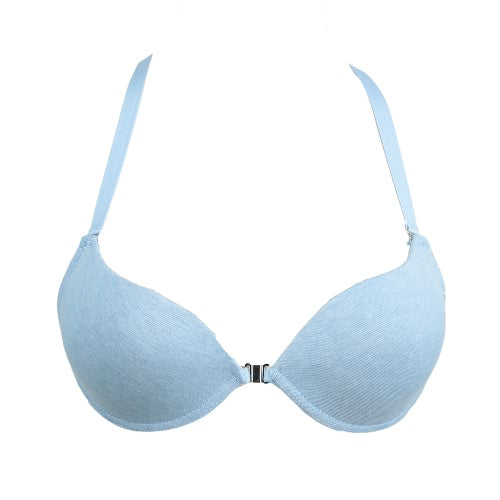 جديد مثير للمرأة الإغلاق الأمامي y-line الأشرطة القابلة للتعديل حلوى اللون مبطنة بدفع صدرية البرازيرية