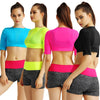 New Women Crop Top Solid Color Short Sleeves Pullover Slim Casual Thin Sports Yoga Short Blouse Tee