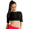 New Women Crop Top Solid Color Short Sleeves Pullover Slim Casual Thin Sports Yoga Short Blouse Tee